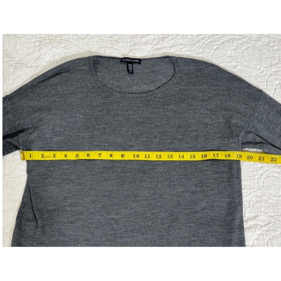 EILEEN FISHER Charcoal Grey Merino Wool Long Sleeve Tunic Sweater Top Size Small - Picture 5 of 6
